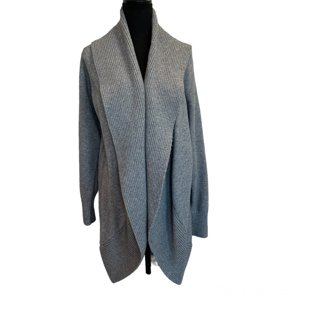 H by Halston gray open front cardigan sweater Sz L